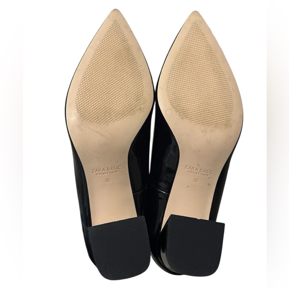 Zara Basic Collection Black Patent Pointed Toe He… - image 4